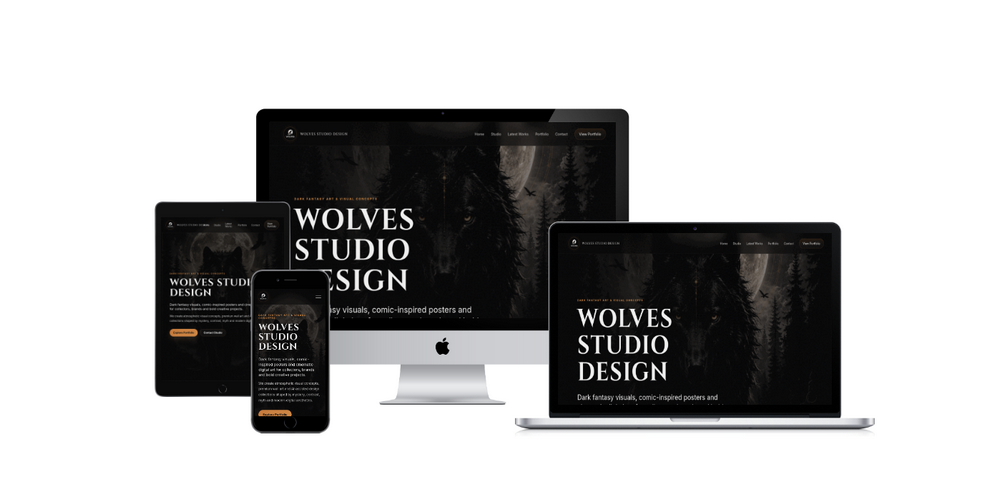 Wolves Studio dark portfolio veb sajt